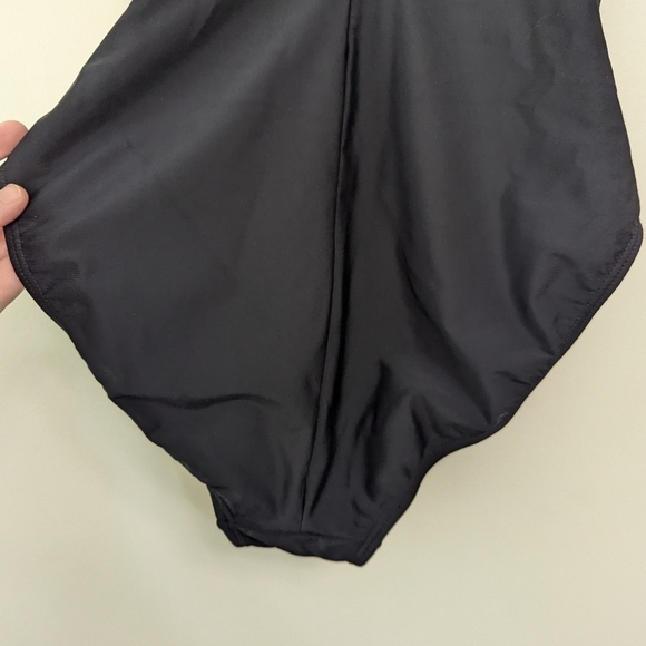 Vintage 90s Bandeau Belted One Piece Swimsuit 12 TALL Classic - Picture 8 of 12